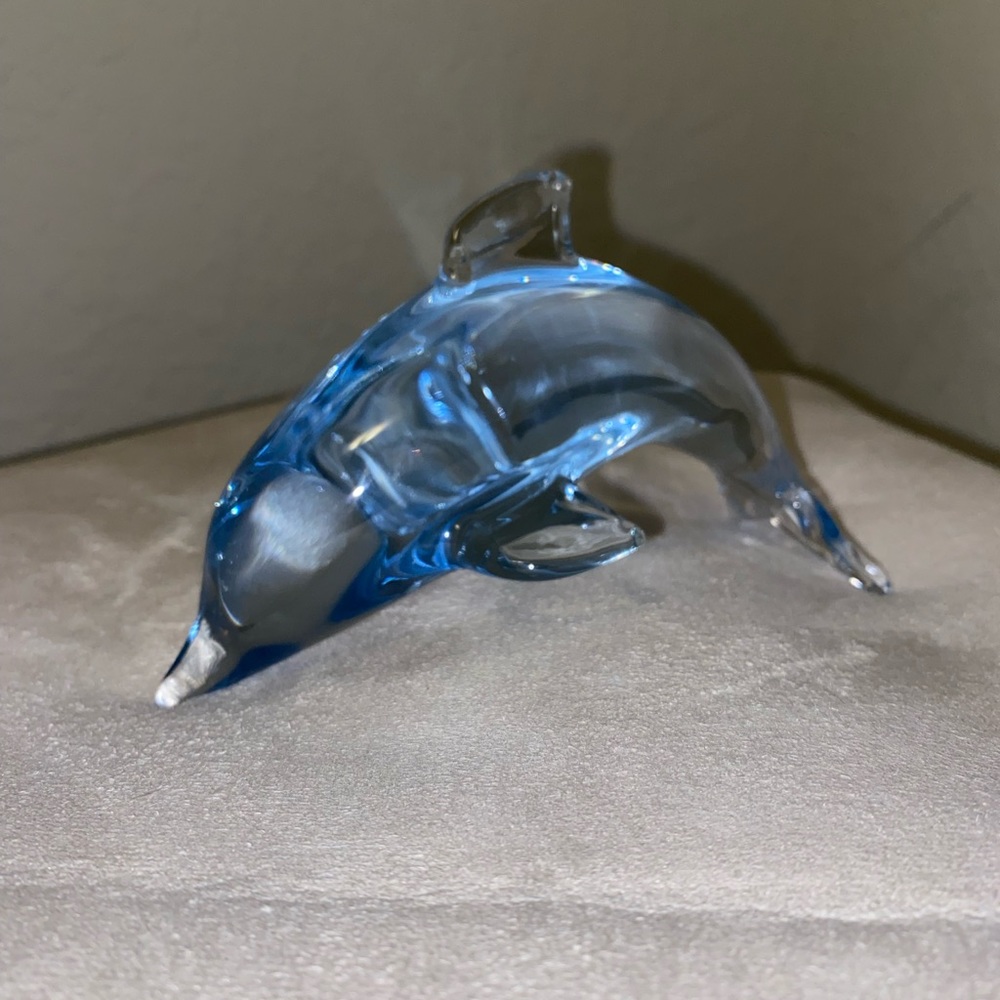 Val St Lambert inspired Blue Crystal Dolphin
